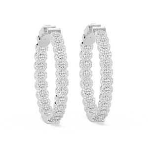 Round Lab Grown Diamond Pave Oval-Shaped Inside-Out Hoop Earrings
