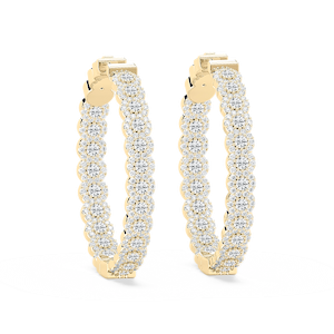 Round Lab Grown Diamond Pave Oval-Shaped Inside-Out Hoop Earrings