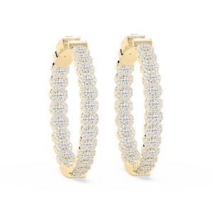 Round Lab Grown Diamond Pave Oval-Shaped Inside-Out Hoop Earrings