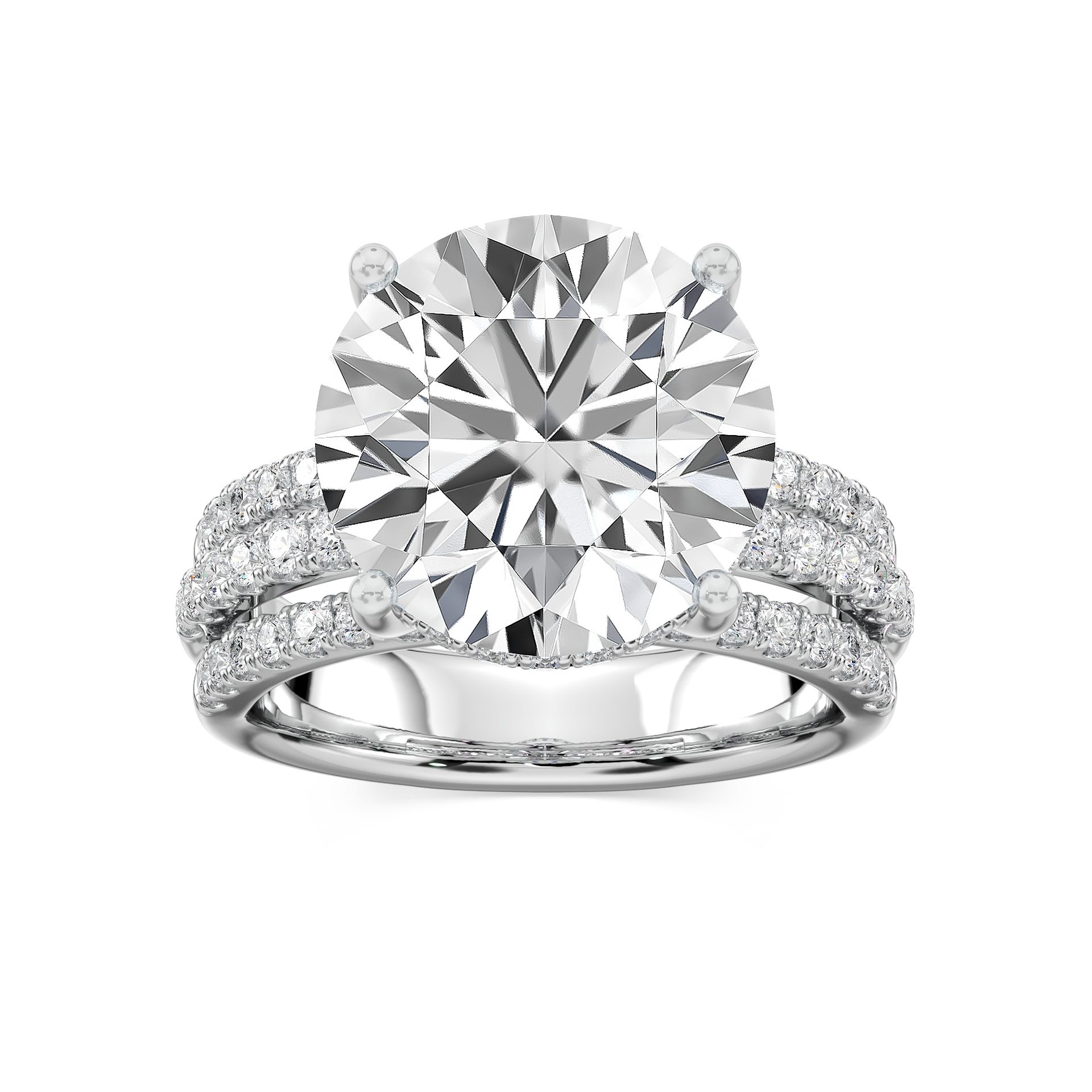 Lasha 11 ⅕ ctw Emerald Lab Grown Diamond Triple Row Hidden Halo Engagement Ring - Signature Collection