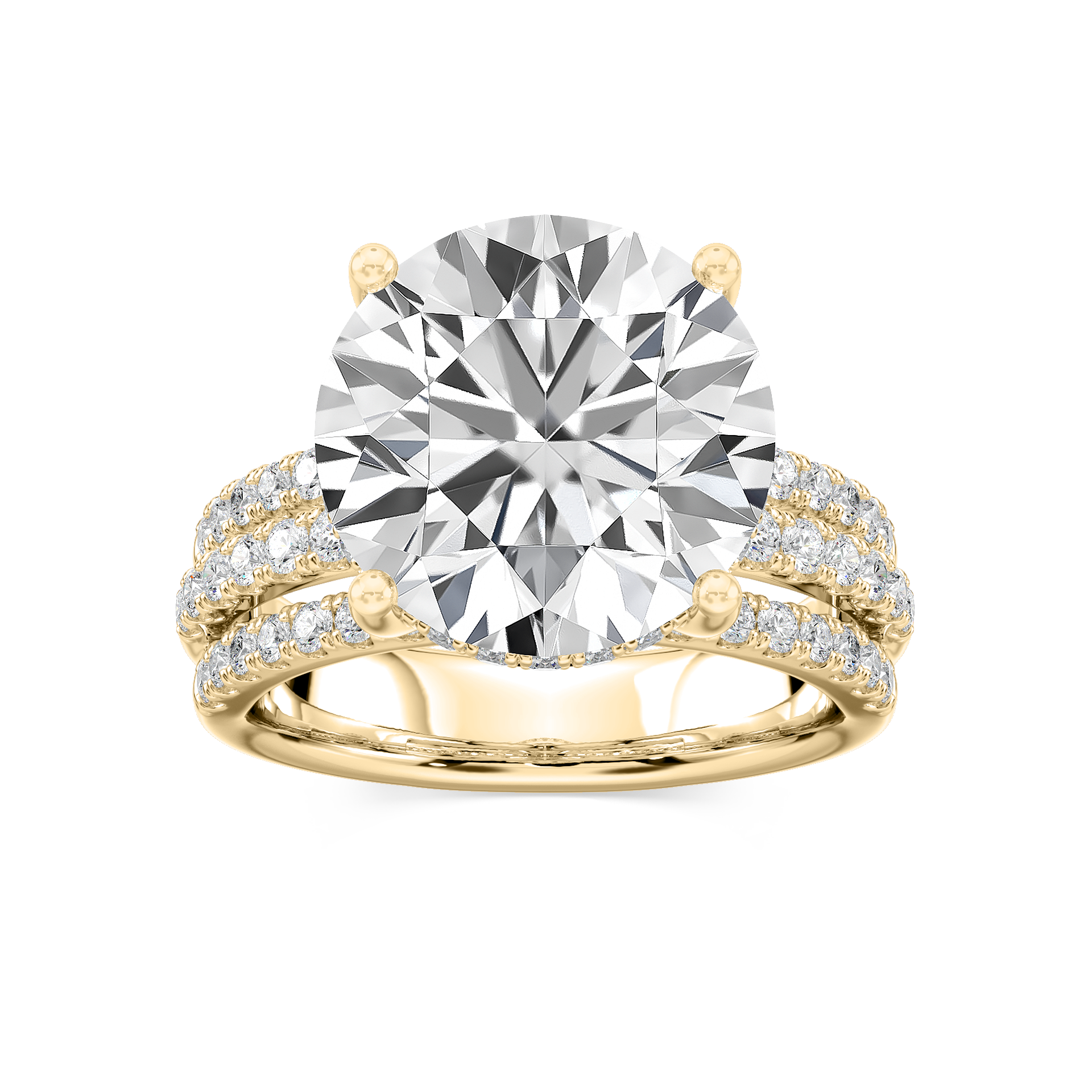 Lasha 11 ⅕ ctw Emerald Lab Grown Diamond Triple Row Hidden Halo Engagement Ring - Signature Collection