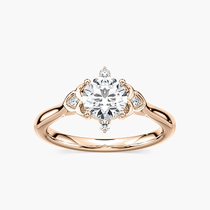 Leilani Round Lab Grown Diamond Lotus Side Stone Engagement Ring