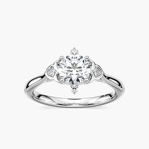 Leilani Round Lab Grown Diamond Lotus Side Stone Engagement Ring