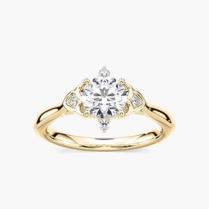 Leilani Round Lab Grown Diamond Lotus Side Stone Engagement Ring