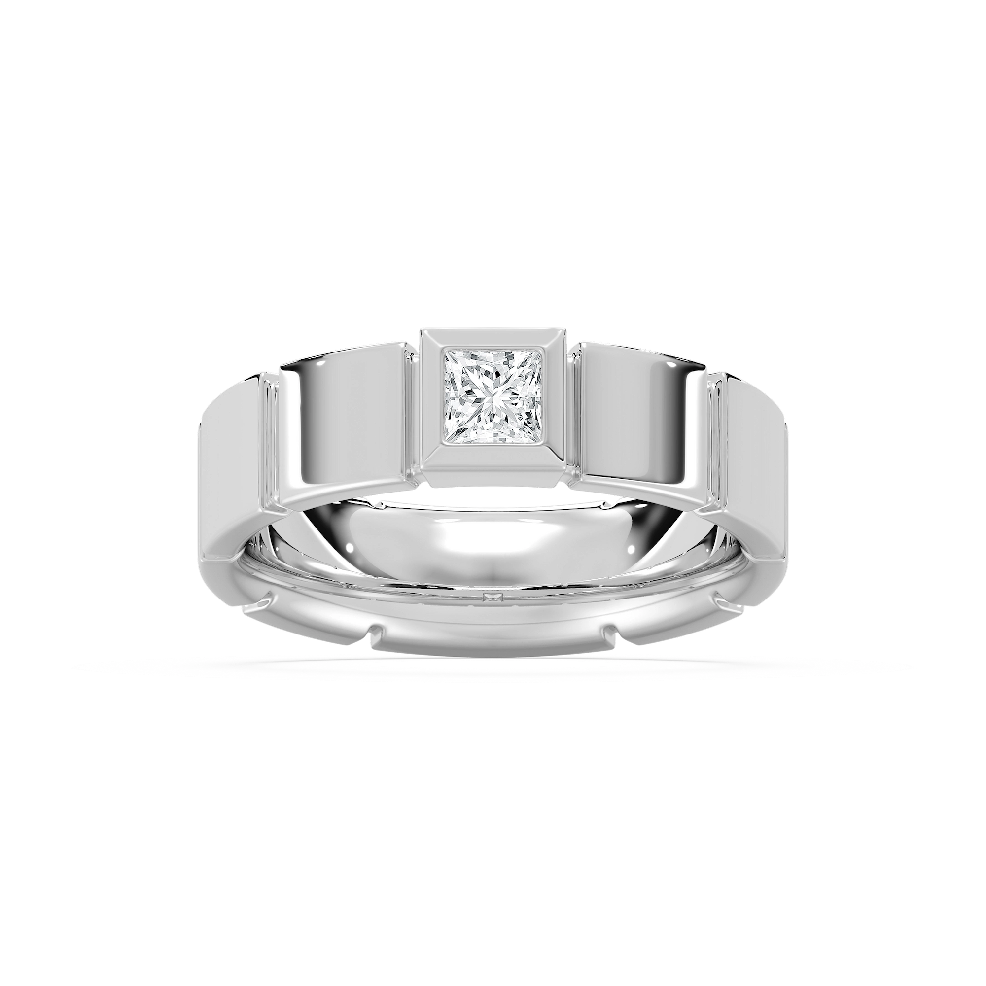 Liam Square Cut Wide Band in Rose Gold