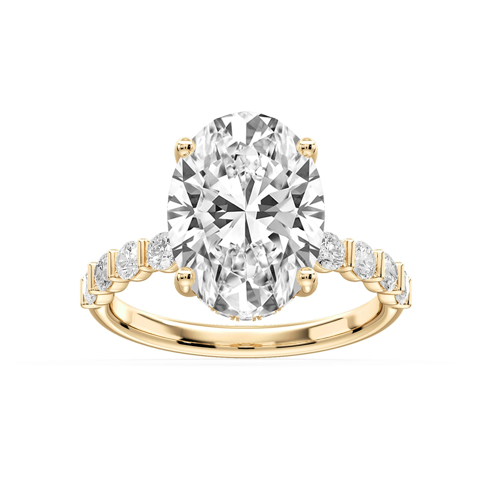 Lillie Oval Lab Grown Diamond Bar Set Hidden Halo Engagement Ring