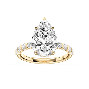 Lillie Pear Lab Grown Diamond Bar Set Hidden Halo Engagement Ring