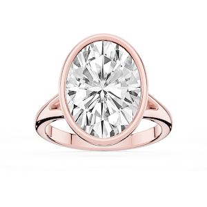 Linda Oval Lab Grown Diamond Bezel Split Shank Solitaire Engagement Ring