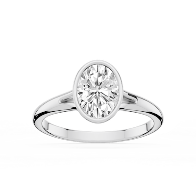 Linda Oval Lab Grown Diamond Bezel Split Shank Solitaire Engagement Ring