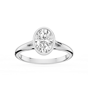 Linda Oval Lab Grown Diamond Bezel Split Shank Solitaire Engagement Ring