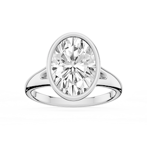 Linda Oval Lab Grown Diamond Bezel Split Shank Solitaire Engagement Ring