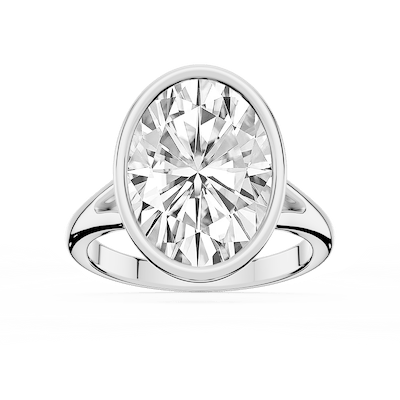 Linda Oval Lab Grown Diamond Bezel Split Shank Solitaire Engagement Ring
