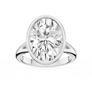 Linda Oval Lab Grown Diamond Bezel Split Shank Solitaire Engagement Ring
