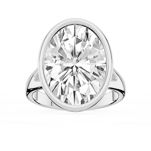 Linda Oval Lab Grown Diamond Bezel Split Shank Solitaire Engagement Ring