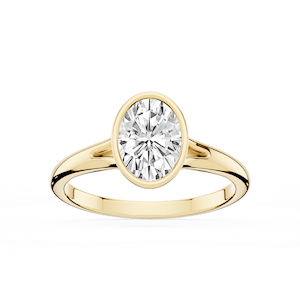 Linda Oval Lab Grown Diamond Bezel Split Shank Solitaire Engagement Ring