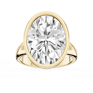 Linda Oval Lab Grown Diamond Bezel Split Shank Solitaire Engagement Ring