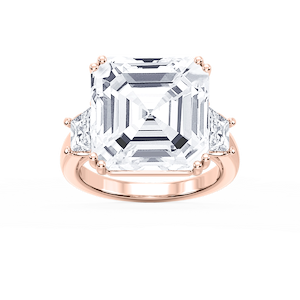 Liz 21 ctw Asscher Lab Grown Diamond Double Prong Three Stone Engagement Ring - Signature Collection