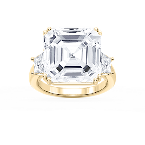 Liz 21 ctw Asscher Lab Grown Diamond Double Prong Three Stone Engagement Ring - Signature Collection