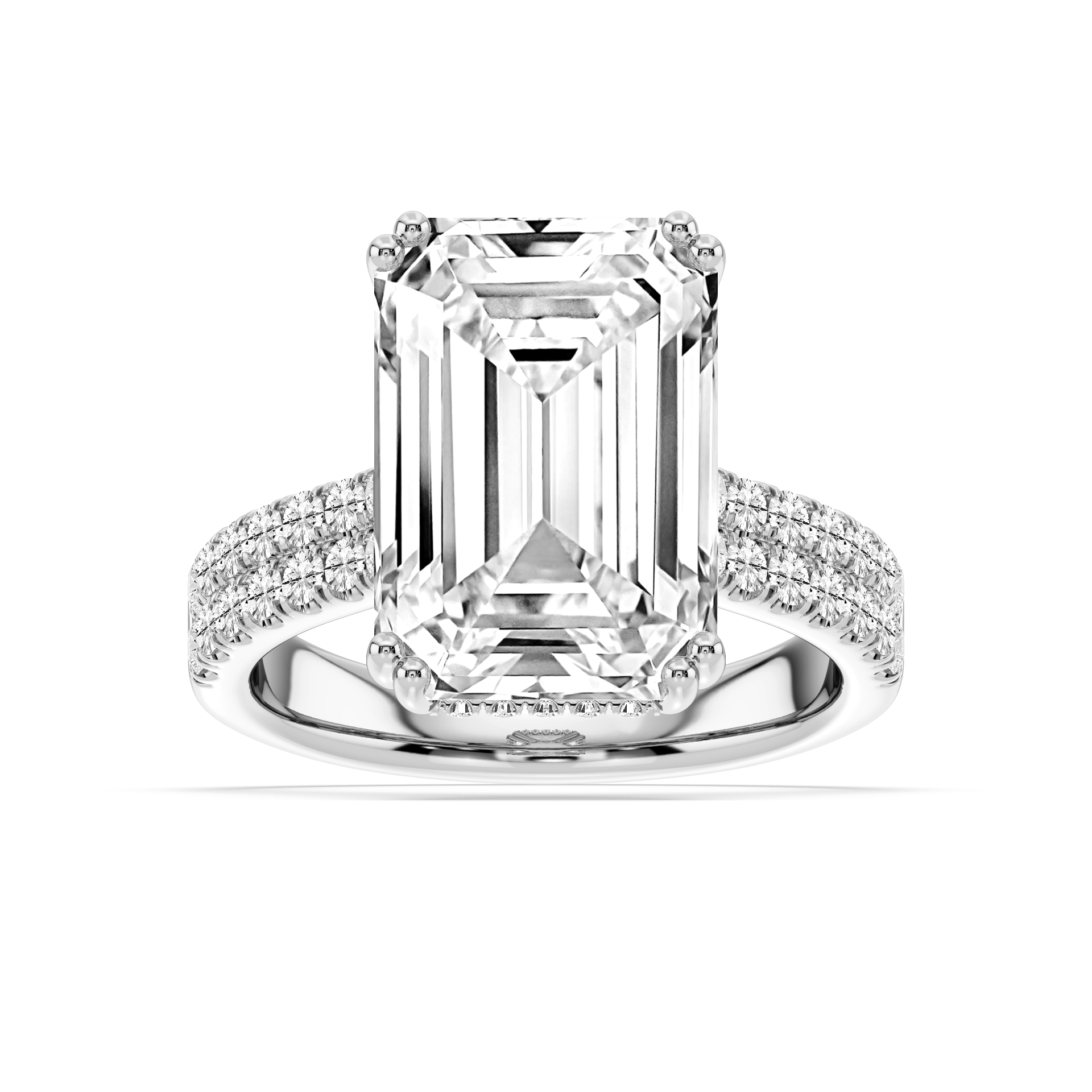 London 10 ¾ ctw Emerald Lab Grown Diamond Hidden Halo Engagement Ring - Signature Collection