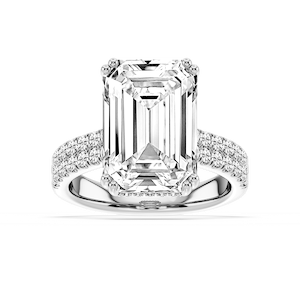 London 10 ¾ ctw Emerald Lab Grown Diamond Hidden Halo Engagement Ring - Signature Collection