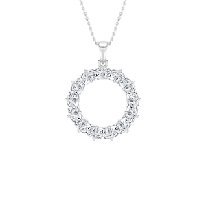 3 ¼ ctw Trapezoid Lab Grown Diamond Looking Glass Circle Pendant - 18 Inches