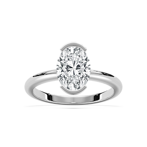 Louisa 2 ²⁄₃ ctw Oval Lab Grown Diamond Semi Bezel Solitaire Engagement Ring