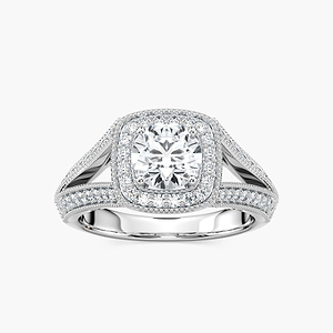 Catheryn Round Lab Grown Diamond Split Shank Halo Engagement Ring