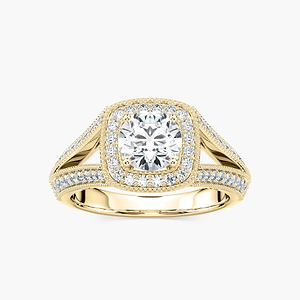 Catheryn Round Lab Grown Diamond Split Shank Halo Engagement Ring