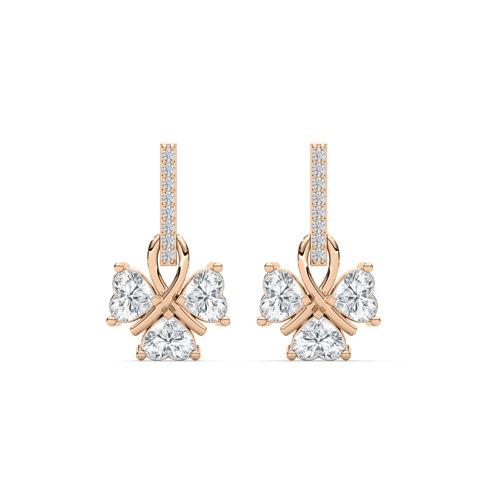 Lucky Heart Dangle Earrings in 14K Rose Gold