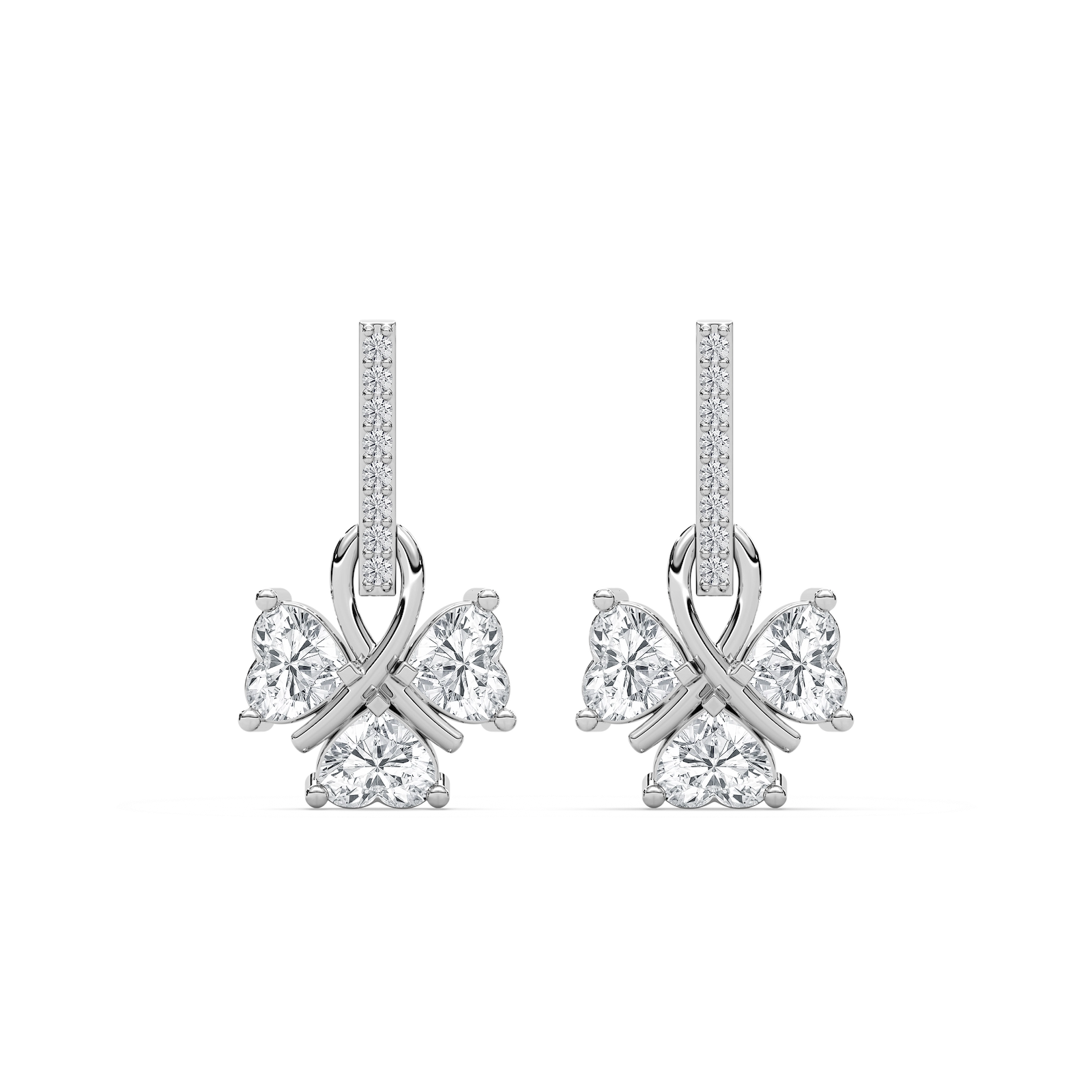 Lucky Heart Dangle Earrings in 14K Rose Gold