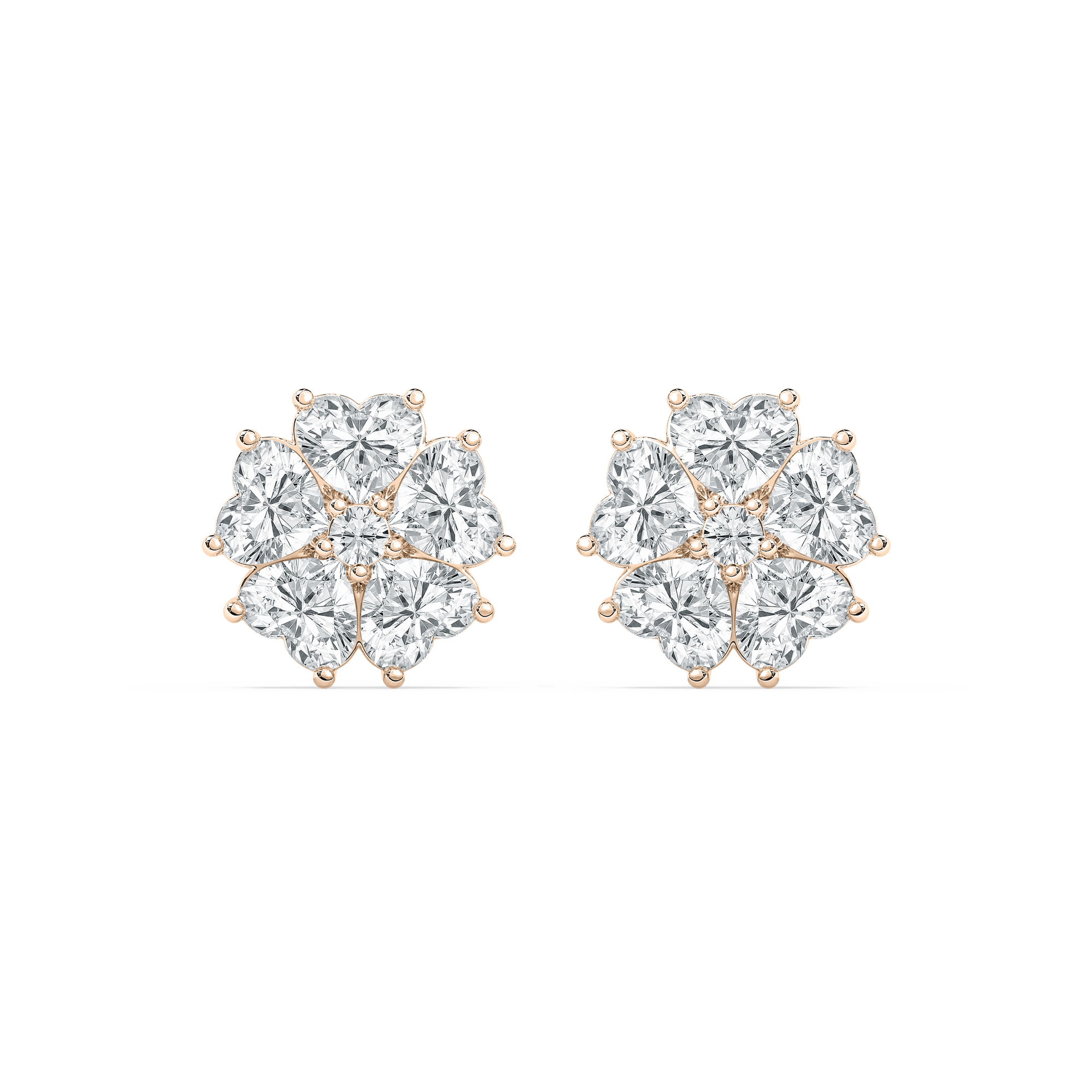 Lucky Heart Stud Earrings in 14K Rose Gold