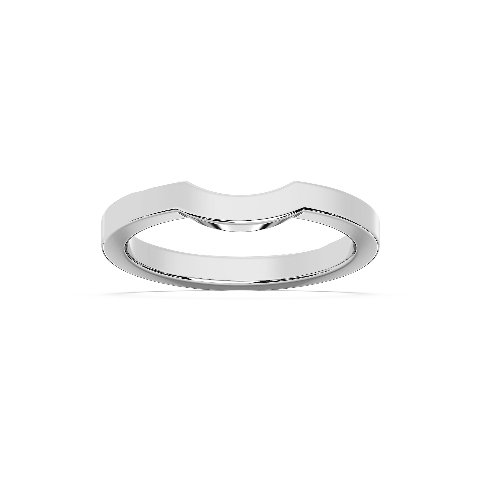 Lucy curved wedding band in recycled 14K white gold to fit the Lucy Engagement ring | Lucy curved wedding band recycled 14K white gold Lucy Engagement ring