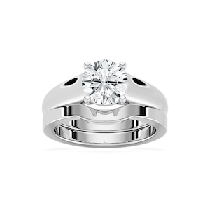 Lucy Lab Grown Diamond Wide Cathedral Solitaire Wedding Set