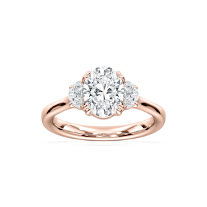 Luna 2 ½ ctw Oval Lab Grown Diamond Half Moon Double Prong Three Stone Engagement Ring