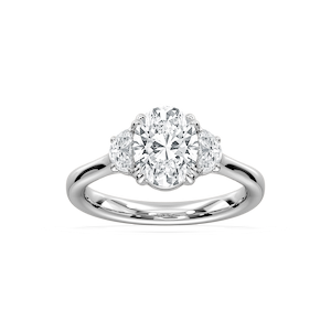 Luna 2 ½ ctw Oval Lab Grown Diamond Half Moon Double Prong Three Stone Engagement Ring