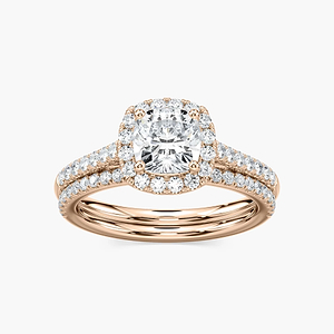 Luxe Lab Grown Diamond Halo Classic Prong Wedding Set