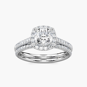 Luxe Lab Grown Diamond Halo Classic Prong Wedding Set