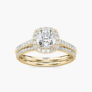 Luxe Lab Grown Diamond Halo Classic Prong Wedding Set