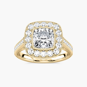 Tiffany Cushion Lab Grown Diamond Luxury Antique Vintage Halo Engagement Ring