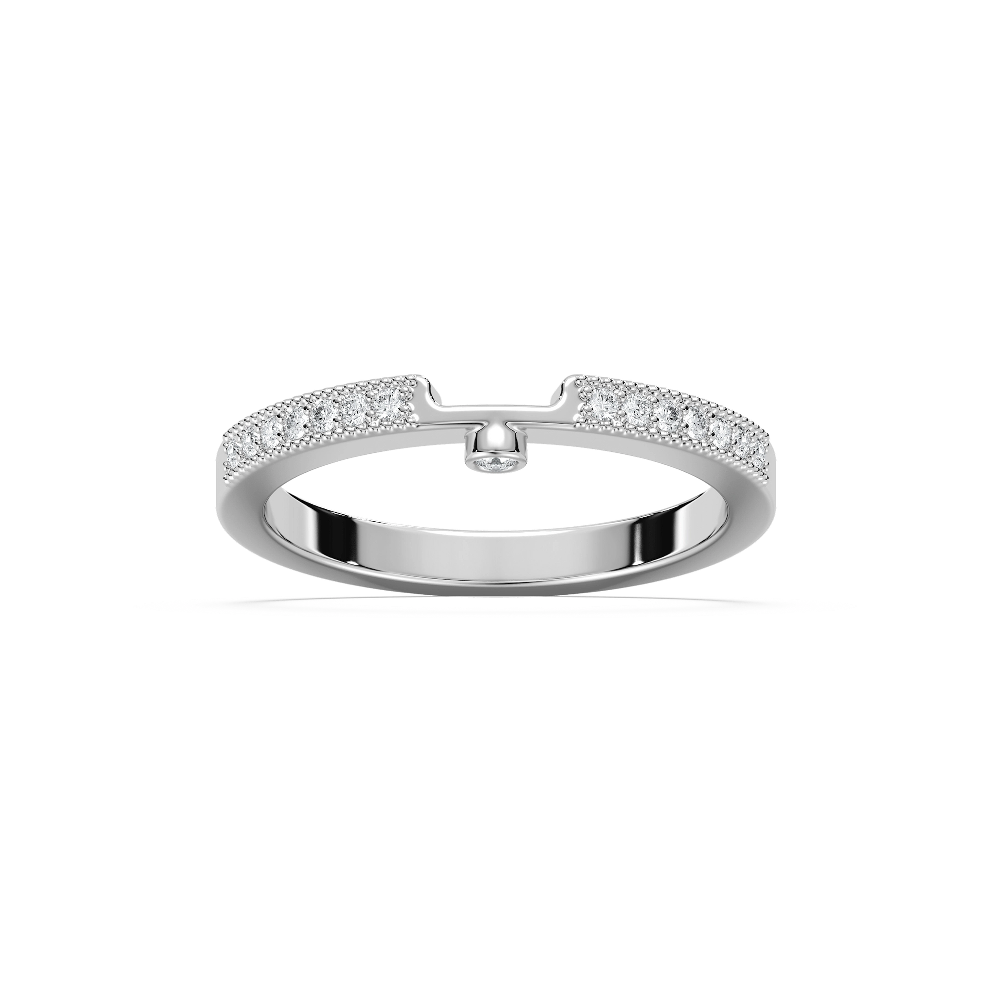 Tiffany 1/8 ctw Round Lab Grown Diamond Milgrain Curved Band