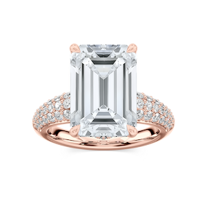 Madelyn 11 ½ ctw Emerald Lab Grown Diamond Pave Side Stone Engagement Ring - Signature Collection