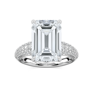 Madelyn 11 ½ ctw Emerald Lab Grown Diamond Pave Side Stone Engagement Ring - Signature Collection