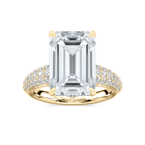 Madelyn 11 ½ ctw Emerald Lab Grown Diamond Pave Side Stone Engagement Ring - Signature Collection