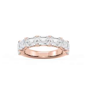 Mae Emerald Lab Grown Diamond East West V-Prong Anniversary Band