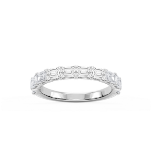 Mae Emerald Lab Grown Diamond East West V-Prong Anniversary Band