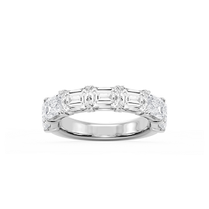 Mae Emerald Lab Grown Diamond East West V-Prong Anniversary Band