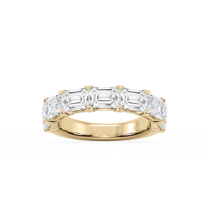 Mae Emerald Lab Grown Diamond East West V-Prong Anniversary Band