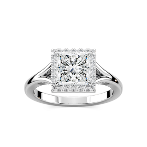 Maia Princess Lab Grown Diamond Split Shank Halo Engagement Ring