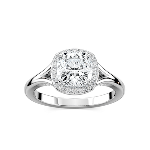 Maia Cushion Lab Grown Diamond Split Shank Halo Engagement Ring