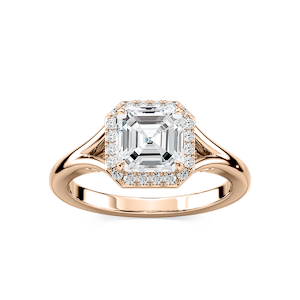 Maia Asscher Lab Grown Diamond Split Shank Halo Engagement Ring